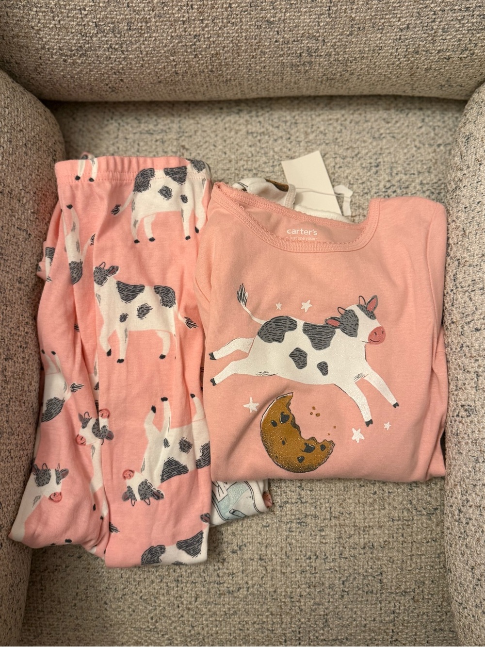 Carter's Pink Cow & Moon Pajama Set
